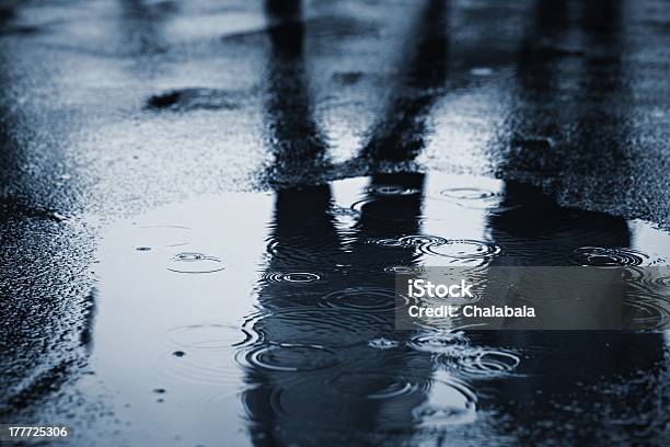 Rain Stock Photo - Download Image Now - Puddle, Asphalt, Circle