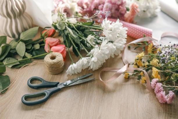 istock Florist workplace, flowers and scissors 1777254621