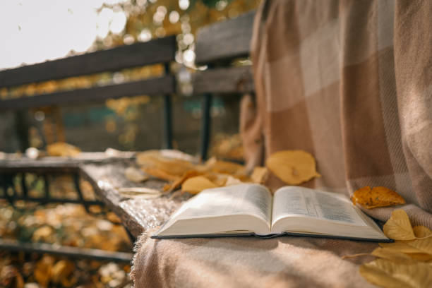 istock Open Bible on a blanket, autumn 1777255172