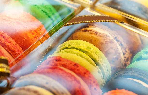 istock Macro with set of colorful macaroons in the box 177725802