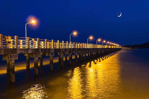 istock Pier at night with yellow lights 177726802