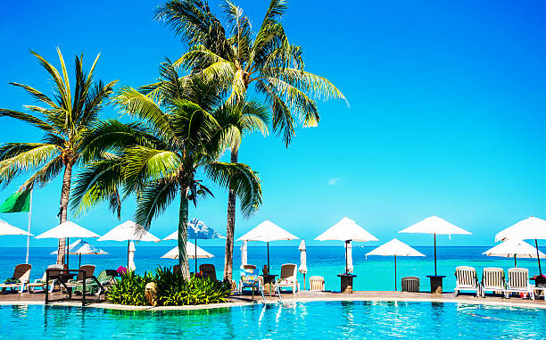 istock Swimming tropical pool beside the sea 177727079