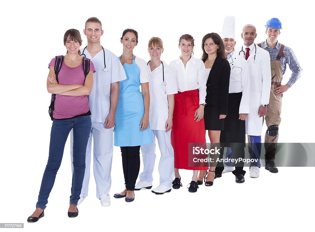 Grupo de personas de diversas profesiones que representan - Foto de stock de Adulto libre de derechos