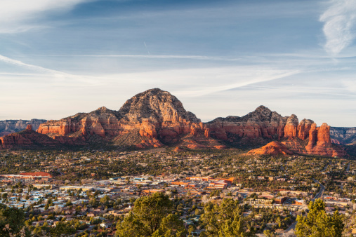 View from Airport Mesa in Sedona at sunset in Arizona, USA