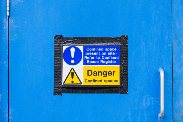 istock Confined space danger sign warning at entry to building 1777280222