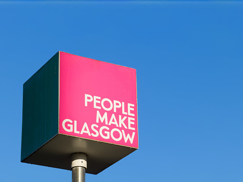 Glasgow, Uk November 5th 2023, People Make Glasgow slogan banner sign on post