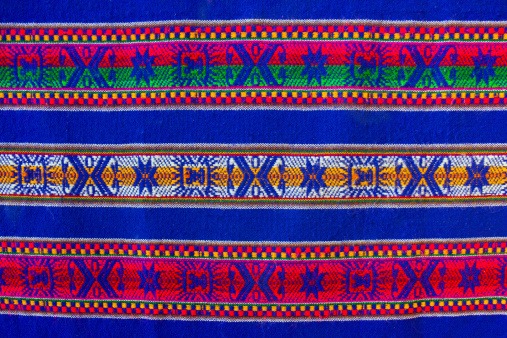 Blue national pattern of bolivian indigenous peoples