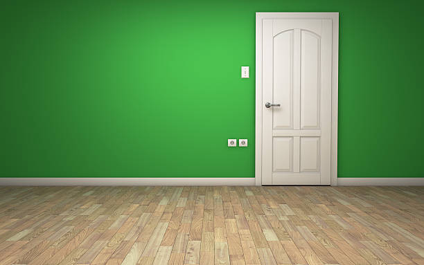 istock Green room with white door 177730562