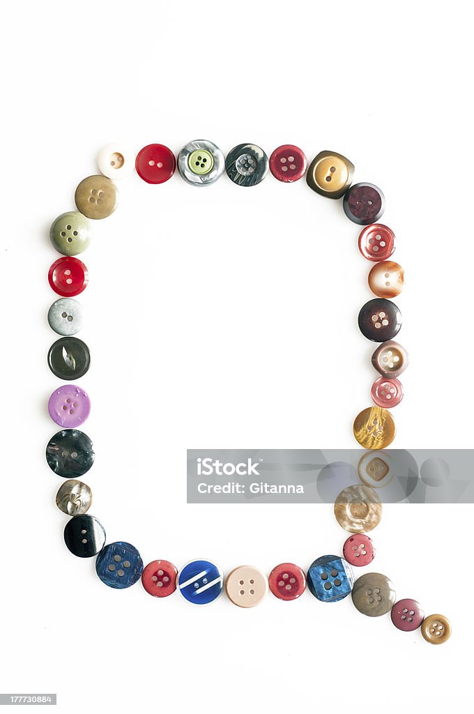 Letra do alfabeto feita de botões - Foto de stock de Acessório royalty-free