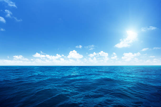 Landscape of calm waters of the Indian Ocean on a sunny day stock photo