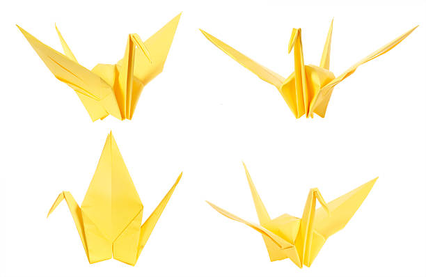 istock Yellow japan origami crane bird isolated 177732018