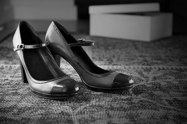 istock Vintage style shoes moody black white 177732869