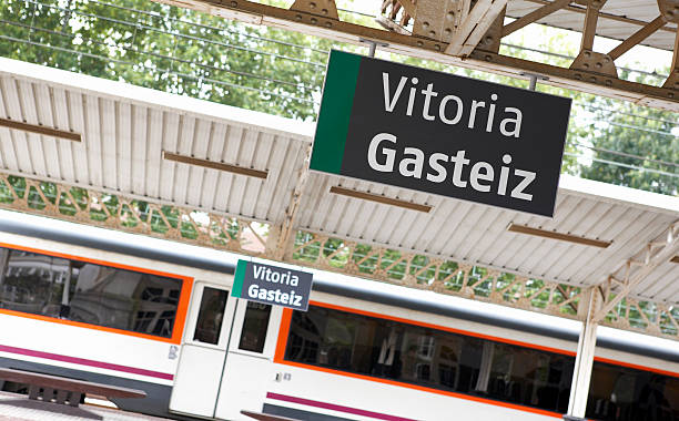istock Railway station with signpost 177733447