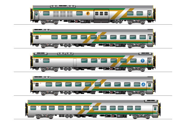 승용차 기차 세트 - pullman car stock illustrations