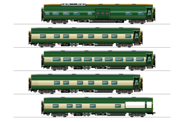 고급 여객 열차 세트 - pullman car stock illustrations