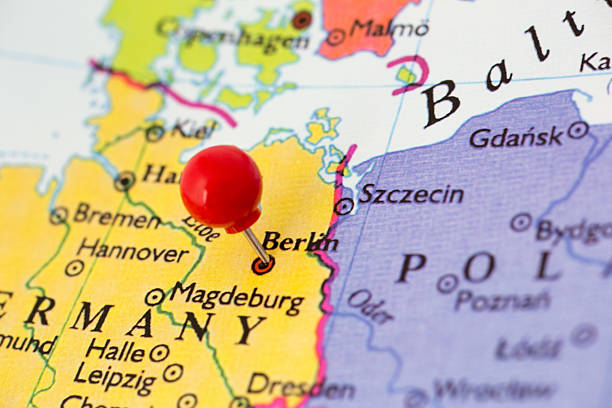 istock Red Pushpin on Map of Germany 177734238