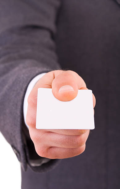istock Business man offering blank card. 177734468
