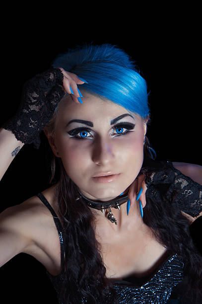 istock Gothic woman with blue hairs and manicure 177735810