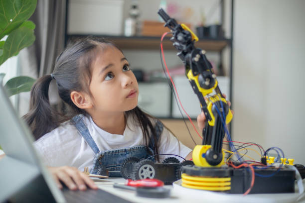 istock STEM education concept. Asian young girl learning robot design. 1777358219