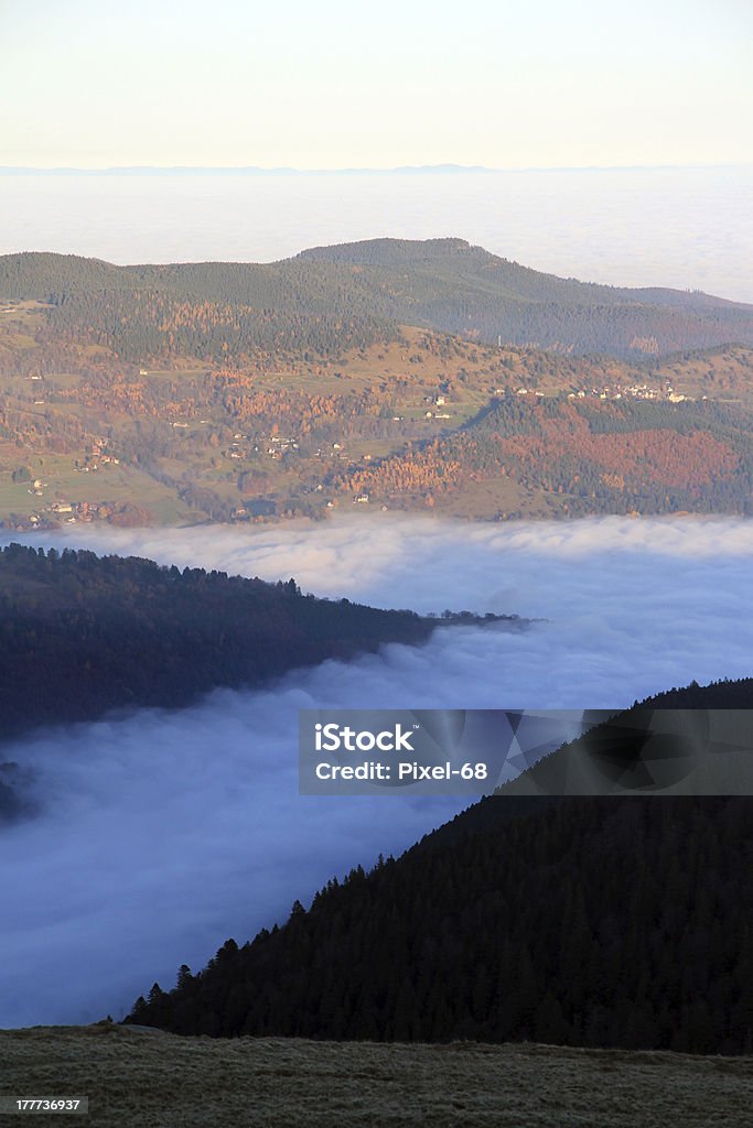 Sea of fog Sea of fog above the valley from Munster to Alsace Alsace Stock Photo