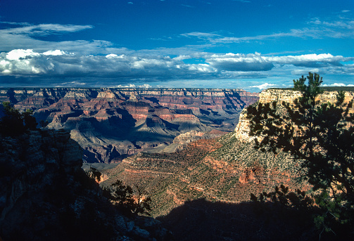 Grand Canyon NP - South Rim - Afternoon Framed by Shadows - 1990. Scanned from Kodachrome 25 slide.