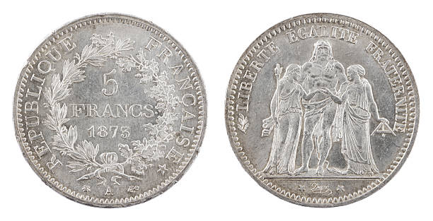 moneda francesa 1873 antigüedades - french silver coin fotografías e imágenes de stock