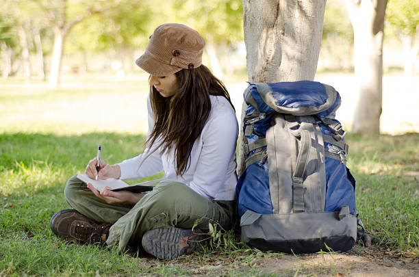 istock Woman writing on travel journal 177738605