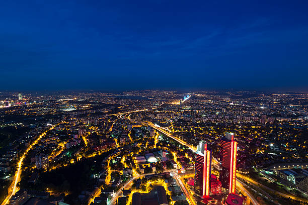 istock Skyscrapers, Bosphorus and bridge at night, Istanbul, Turkey 177738620