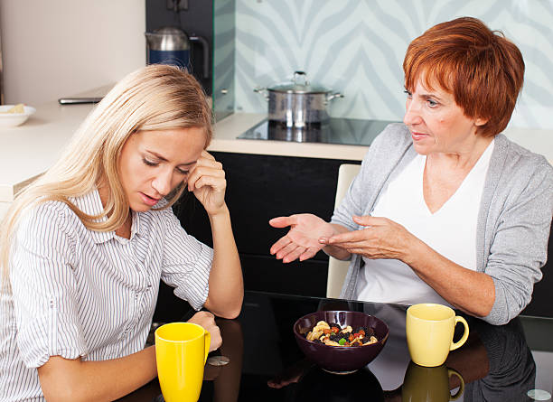 Conflict between mother and daughter Conflict between mother and daughter. Quarrel mother in law stock pictures, royalty-free photos & images