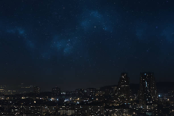 istock Starry night skye above the city 177742084