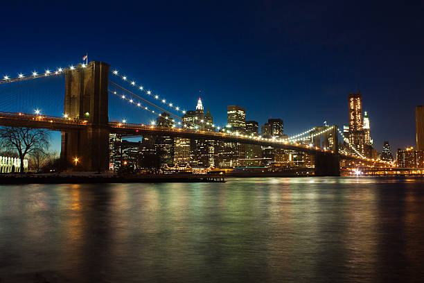 Brooklyn Bridge at Night stock photo