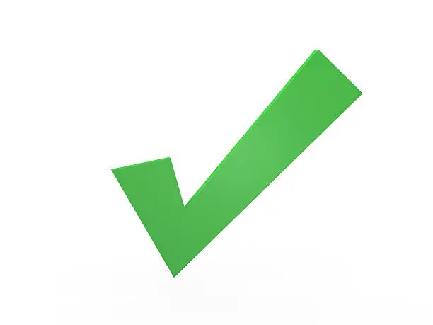 Photo of Green check mark against white background