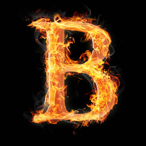 Burning objects and things on fire Letters and symbols in fire - Letter B. fire letter b stock pictures, royalty-free photos & images
