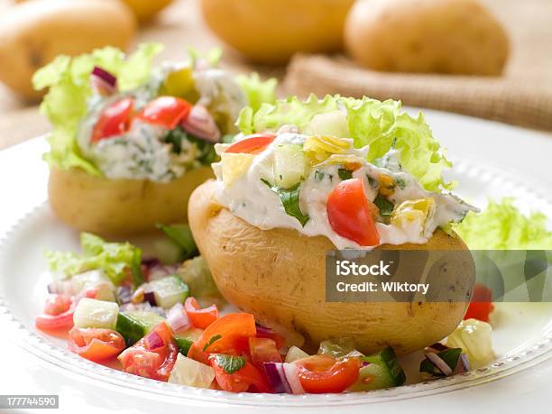 Baked Stuffed Potato Stock Photo - Download Image Now - Appetizer, Baked, Cheese