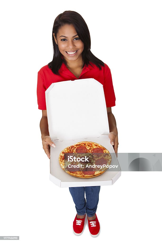 若い女性、全体のピザ - 1人のロイヤリティフリーストックフォト