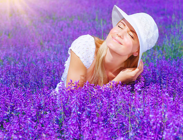 istock Beautiful female on lavender field 177745255