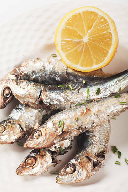 istock Grilled sardine fish with lemon and herbs 177746138