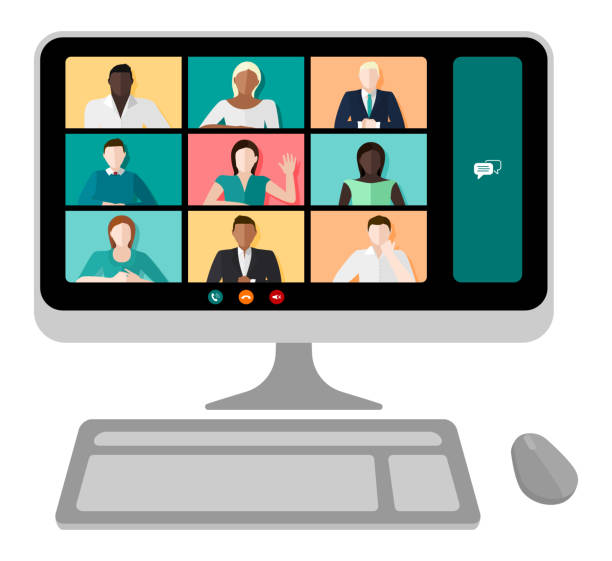 ilustrații de stoc cu computer video conference vector - apel video