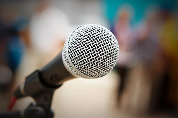 Photo of Close-up of a microphone with a blurred background