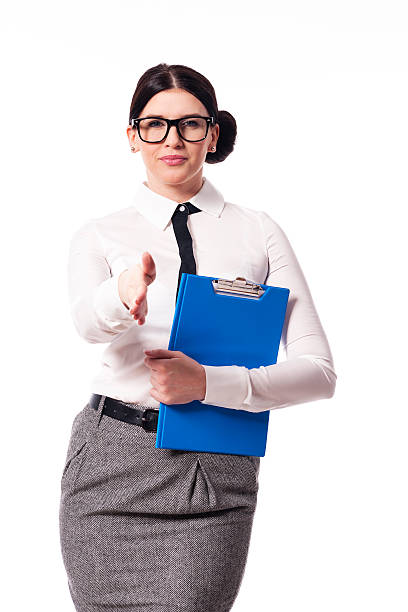 istock Businesswoman giving hand for handshake 177750937