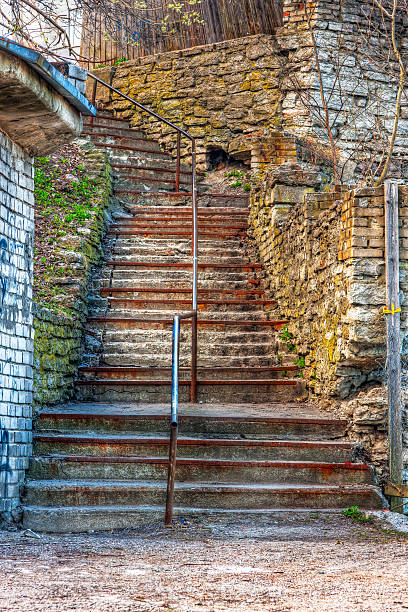 istock Old stairway and handrail 177751305