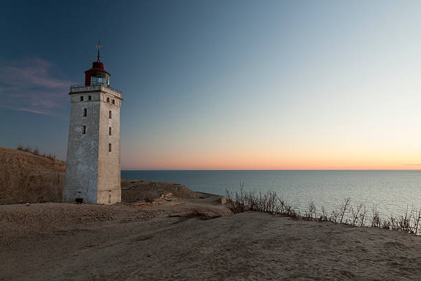 Light tower in the sunset stock photo