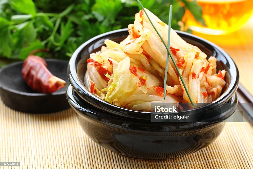 Korean cabbage kimchi with hot red pepper Appetizer Stock Photo