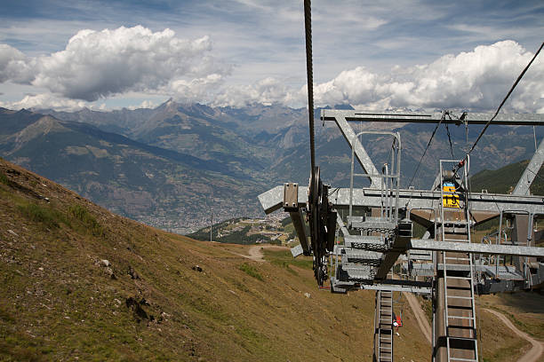 ski lift - Pila Aosta Valley ski lift - Pila Aosta Valley pila stock pictures, royalty-free photos & images