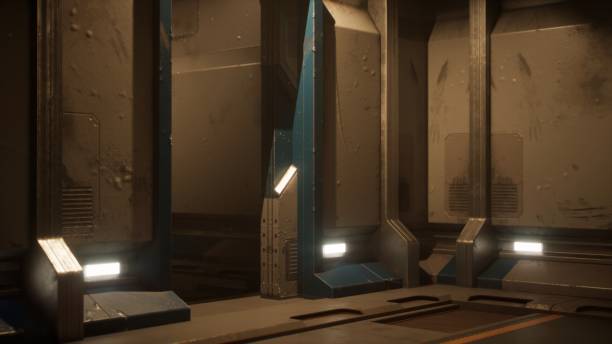 istock Drifting through the poorly illuminated and grim hallways of the bunker. 1777555527
