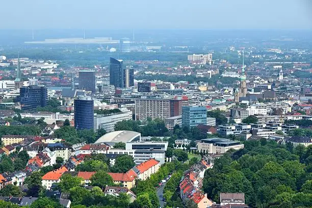 Dortmund - city in Ruhrgebiet (Ruhr Metropolitan Region) in Germany. Aerial view.