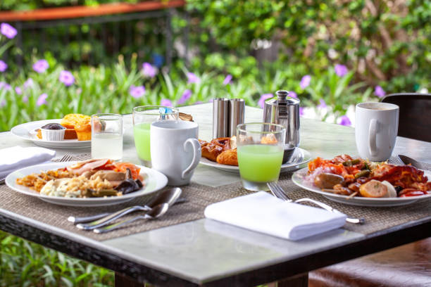 istock Gourmet breakfast spread on outdoor table with fresh pastries 1777556066