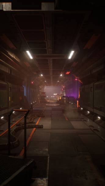 istock Bunker corridor featuring dim lighting and equipment strewn about. 1777562235