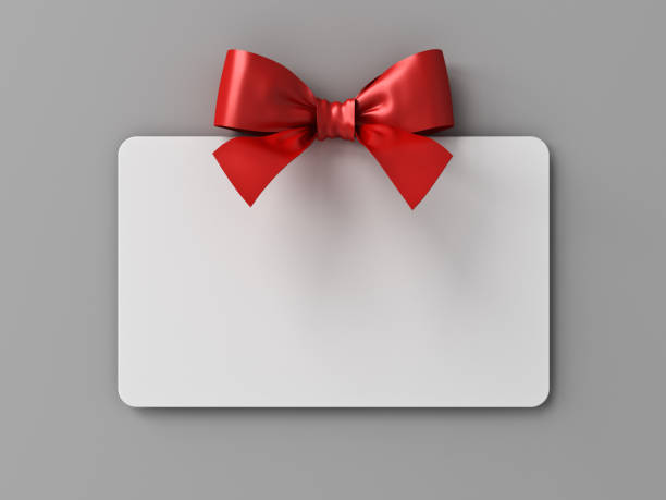 istock Blank white gift card signboard or gift voucher billboard with red ribbon bow isolated on dark grey wall background with shadow minimal concepts 3D rendering 1777569362