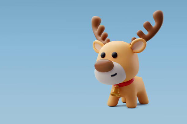 istock 3d Vector Christmas reindeer with golden bell; Merry Christmas and Happy new year concept. 1777570437